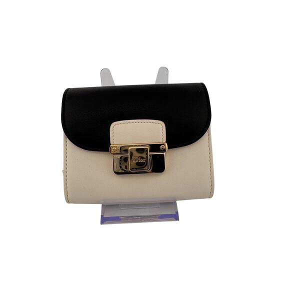 Christian Dior Black and Cream Leather Lock Wallet - Picture 1 of 6